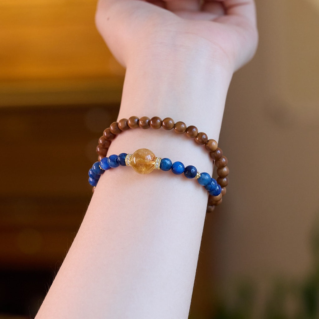 Sandalwood Kyanite & Citrine Wrap Bracelet