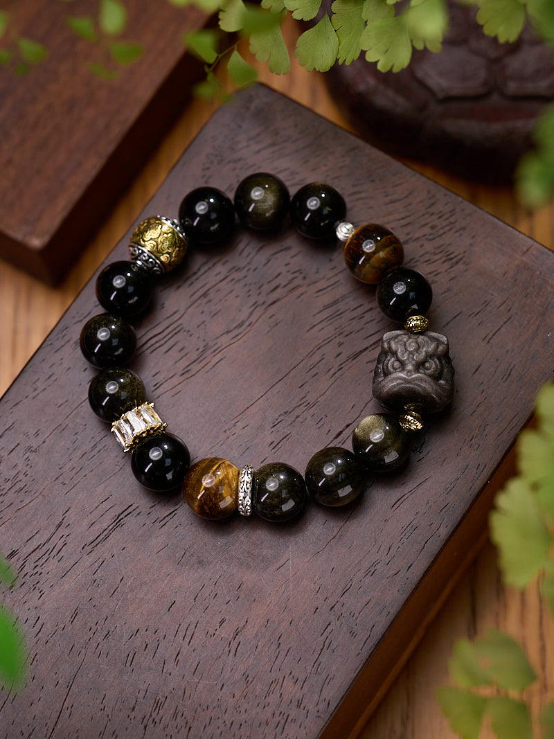 Gold Sheen Obsidian & Tiger's Eye Bracelet