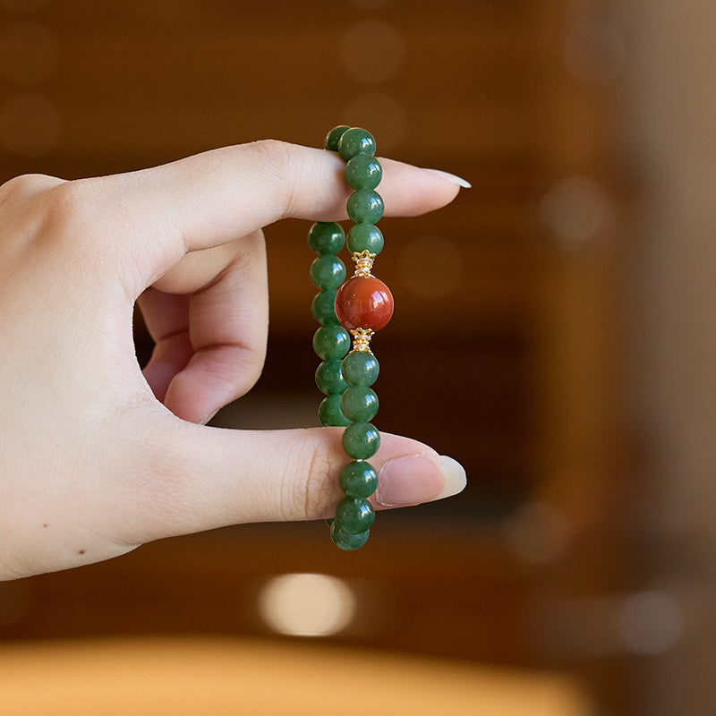 Natural Hetian Jasper & Red Agate Bracelet