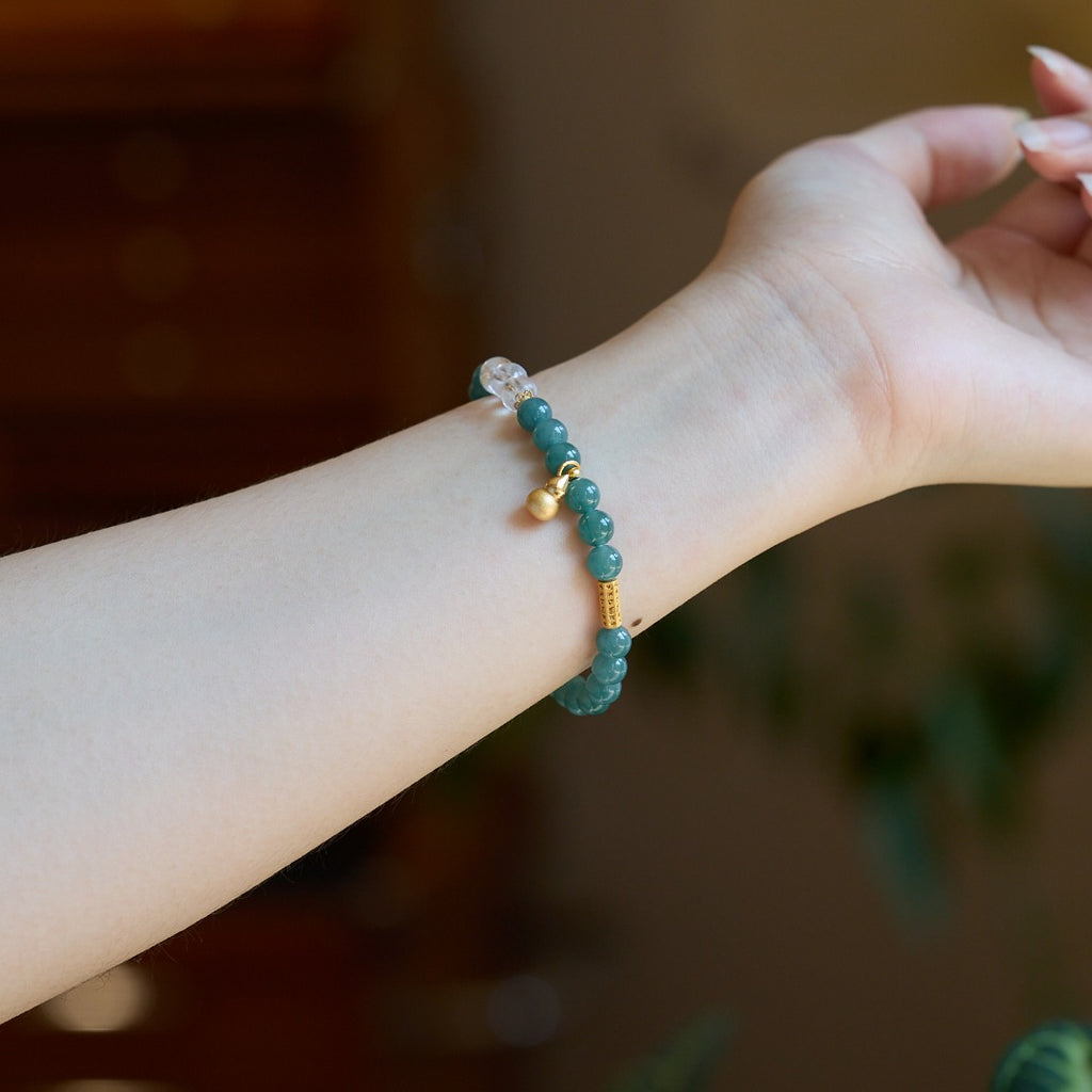 Jade & Quartz Gourd Charm Bracelet
