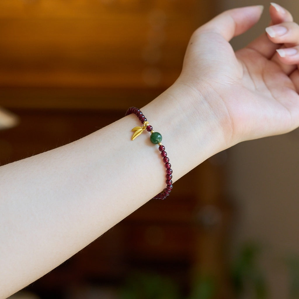 Garnet & Agate Golden Branch Bracelet
