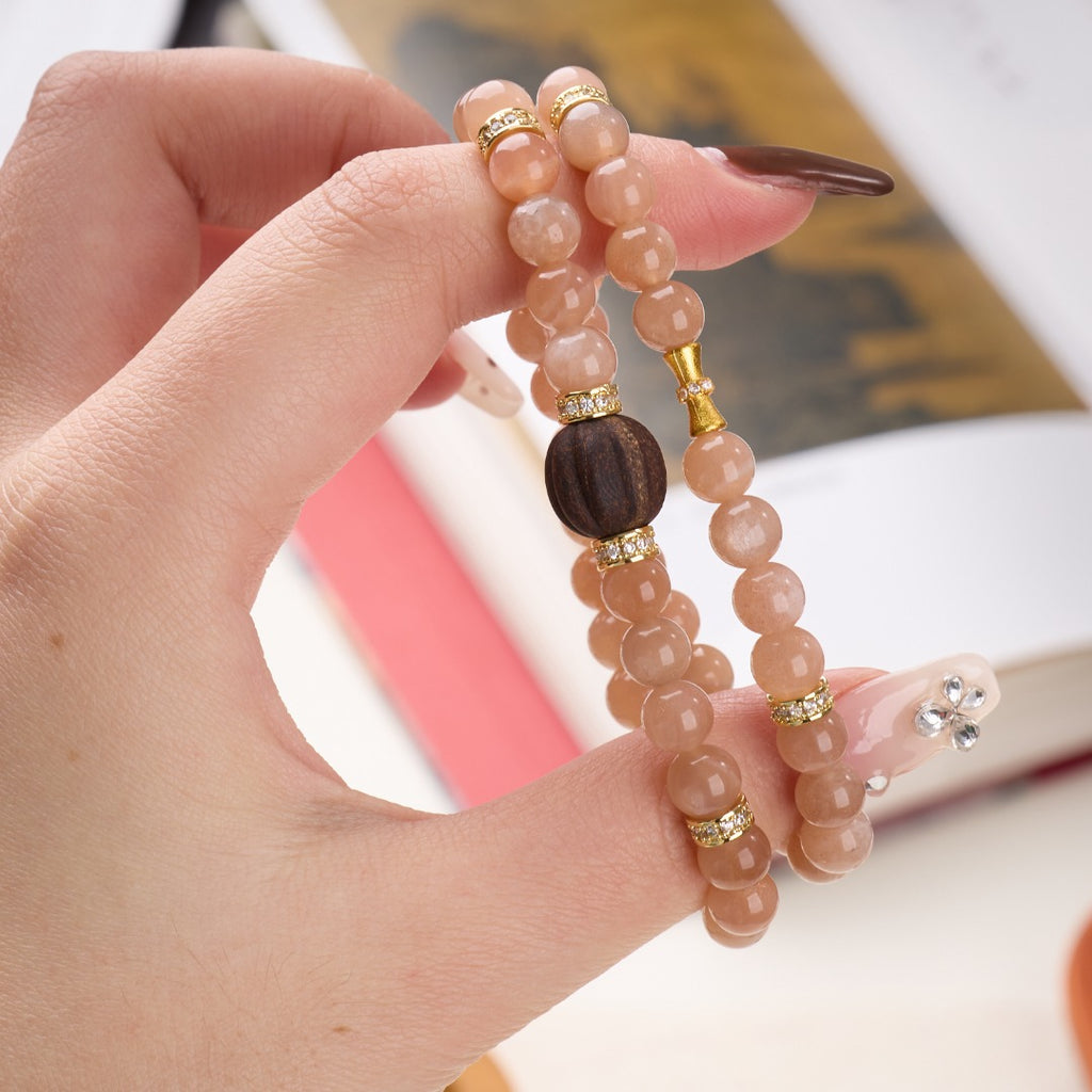 Golden Sunstone & Sandalwood Pumpkin Bracelet