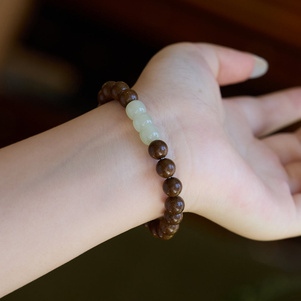 Gold Sandstone & Natural Jade Bracelet