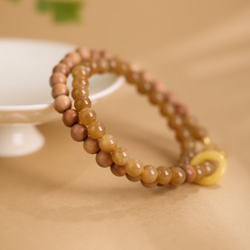 Sandalwood & Golden Rutilated Quartz Bracelet