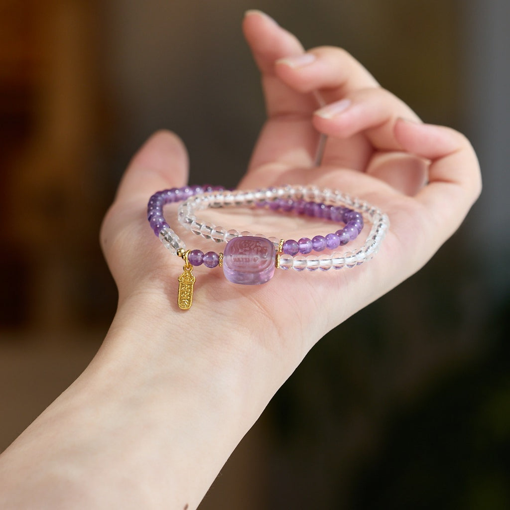 Amethyst & Quartz Gemstone Bracelet