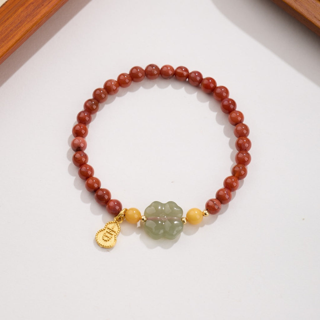 Red Agate & Jade Gourd Bracelet