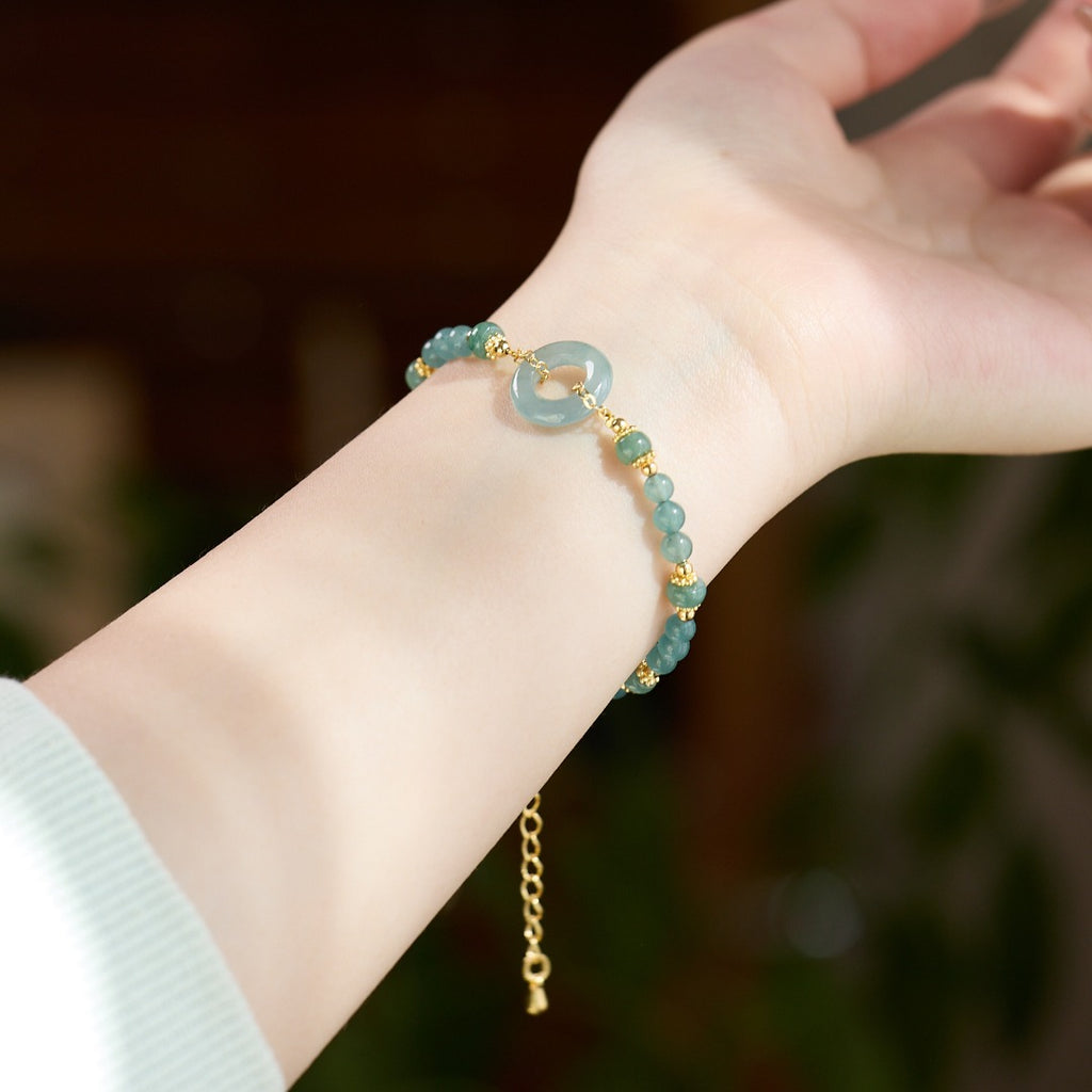 Ice Blue Amazonite & Gold Beaded Bracelet