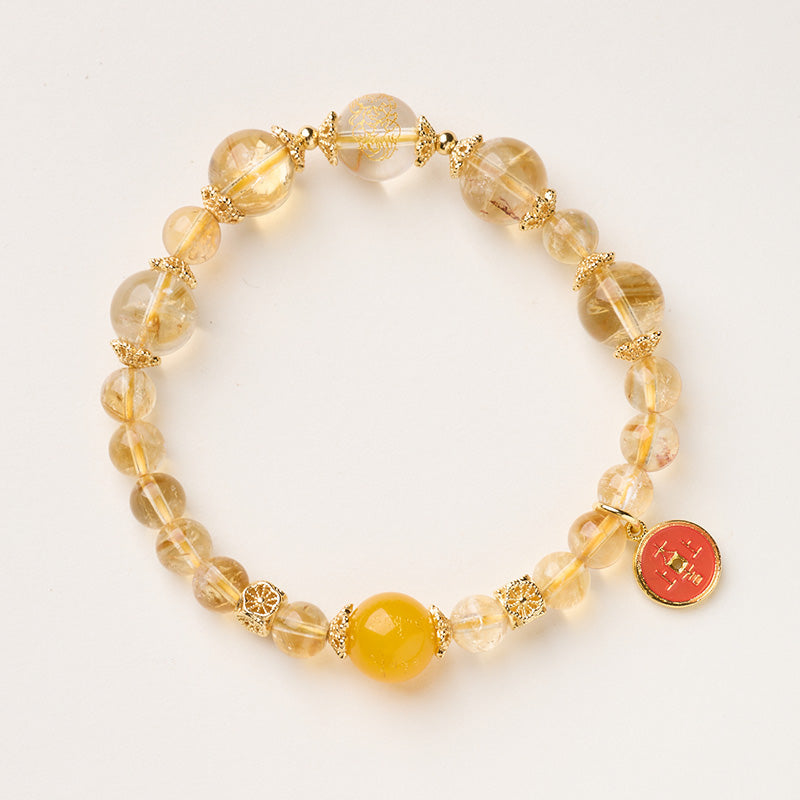 Imperial Citrine & Gold Rutilated Quartz Bracelet