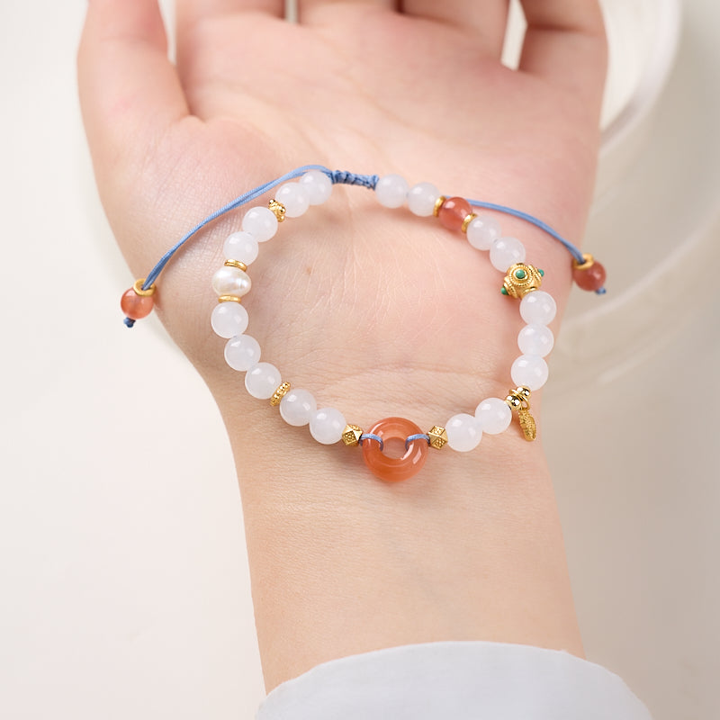 White Agate & Nanhong Pearl Bracelet