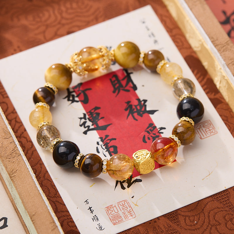 Dragon Motif Mixed Gemstone Bracelet