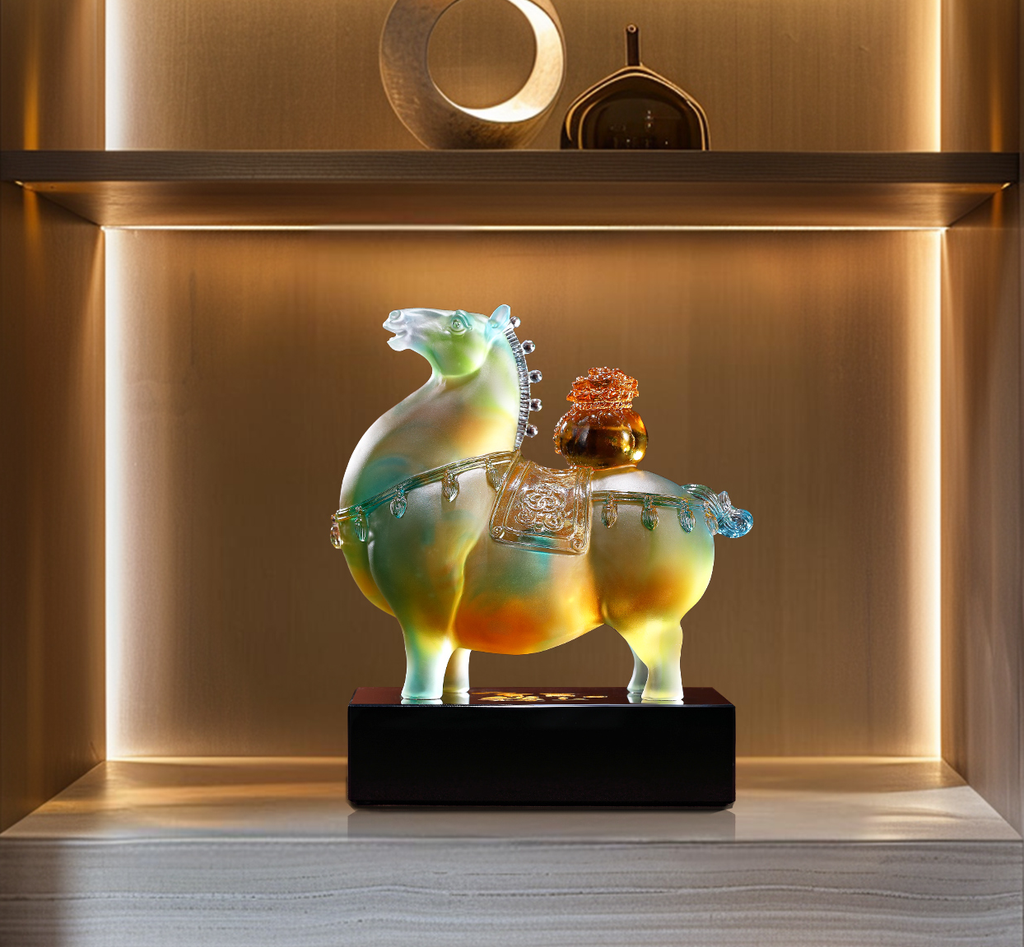 Statue de cheval en cristal « Respiration de la richesse »