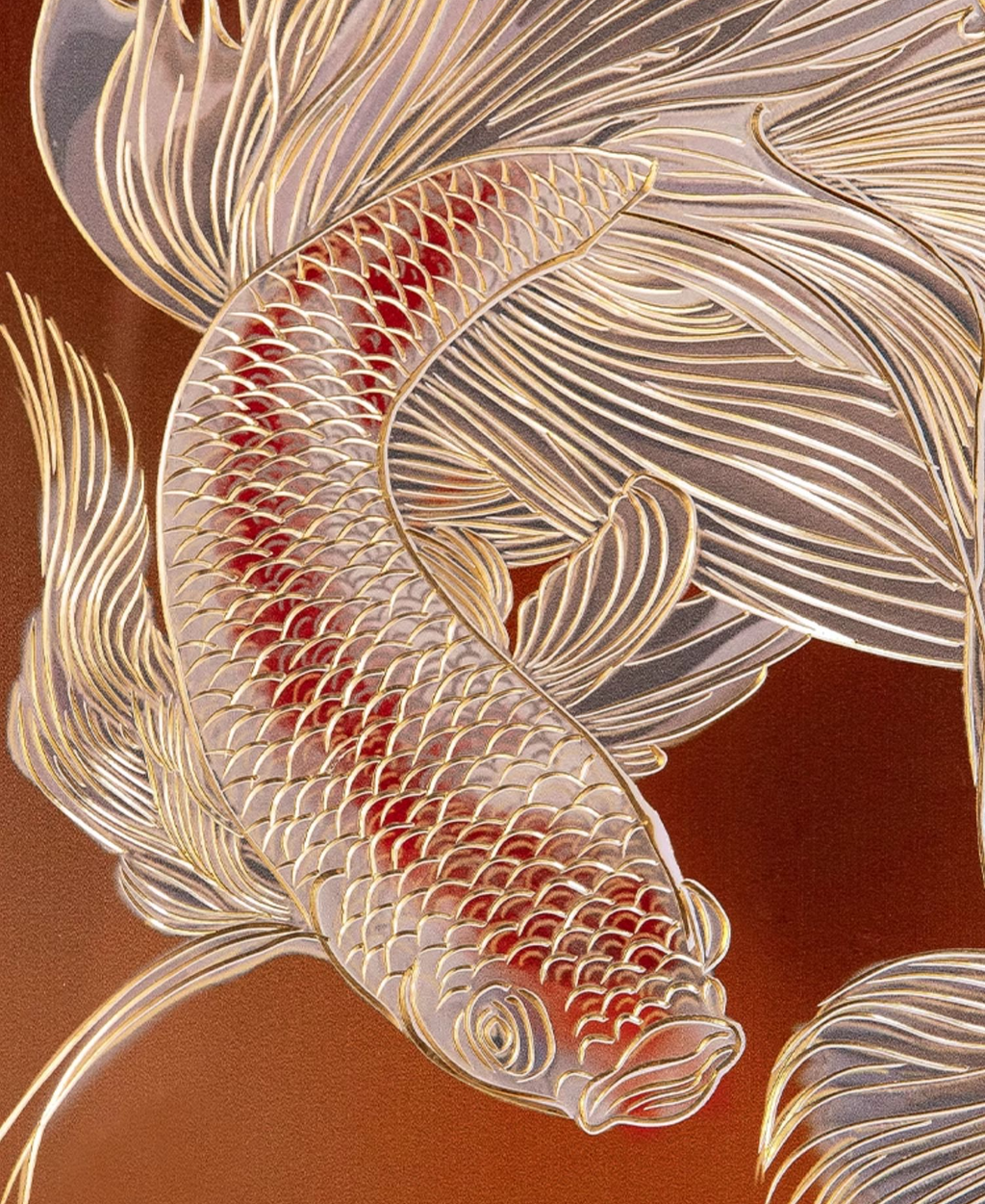 "Golden Koi" Brass Wall Art