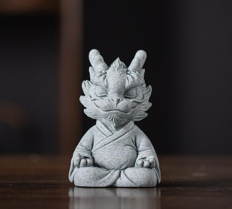 Green Sandstone Dragon Statue