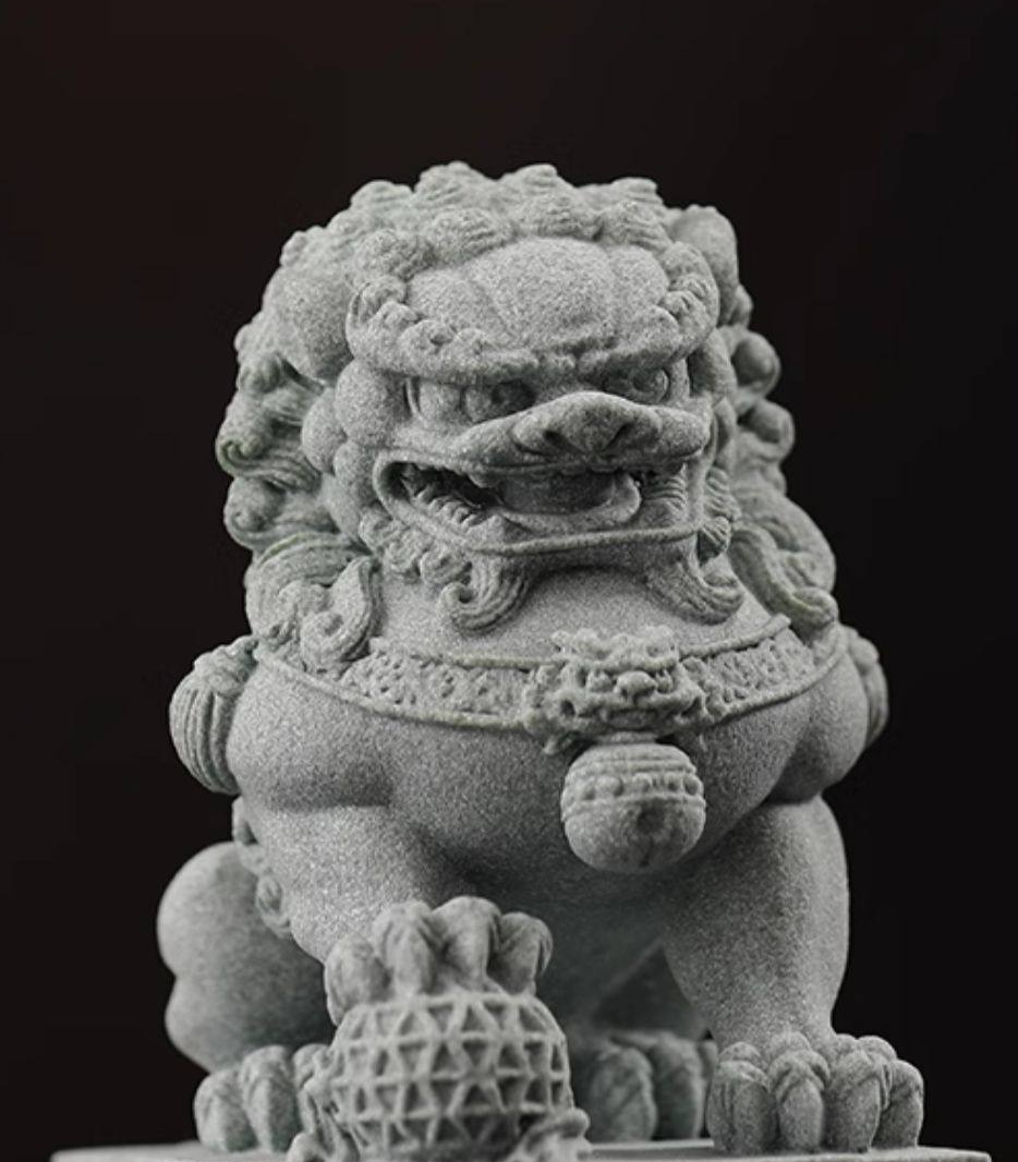 Imperial Blue Sandstone Foo Dogs Pair