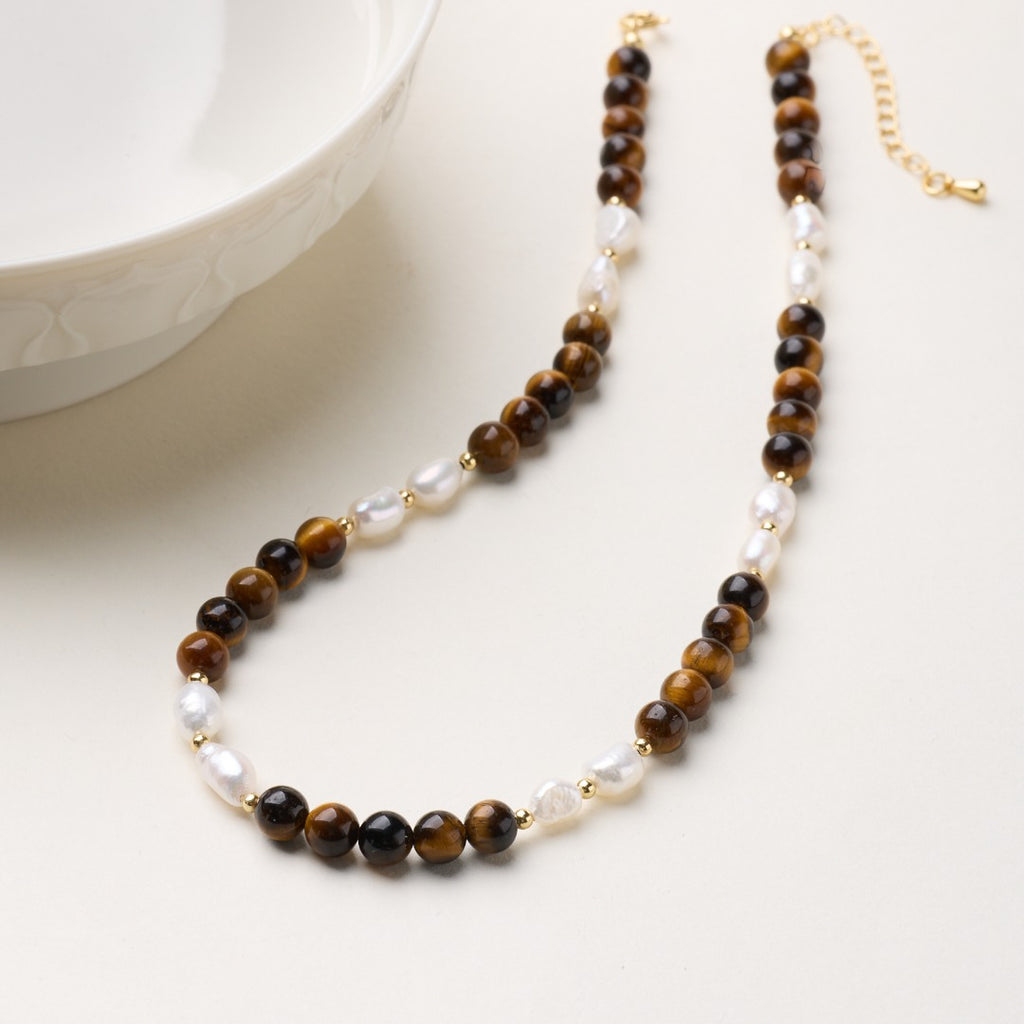 Golden Tiger Eye & Pearl Convertible Bracelet