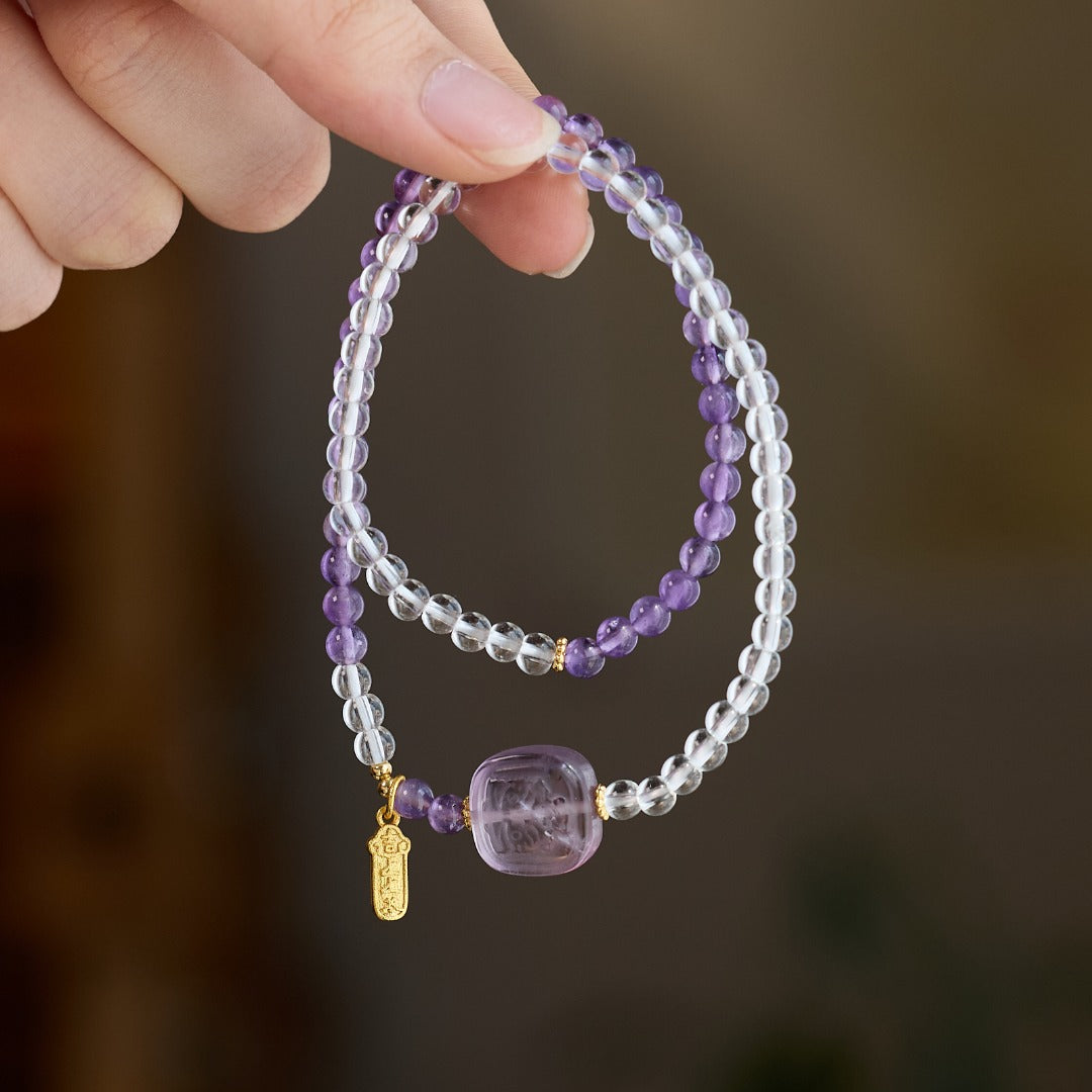 Amethyst & Quartz Gemstone Bracelet