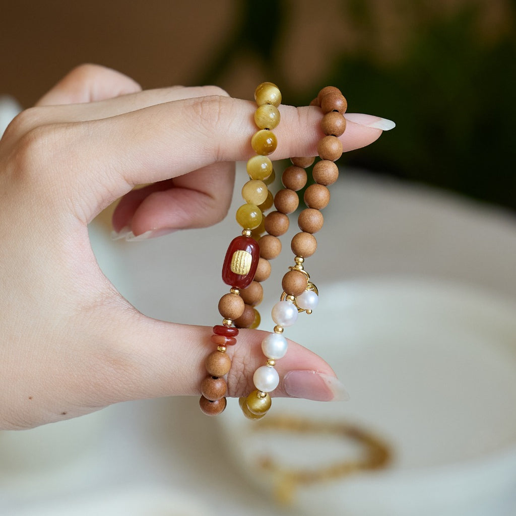 Golden Tiger Eye & Sandalwood Bracelet