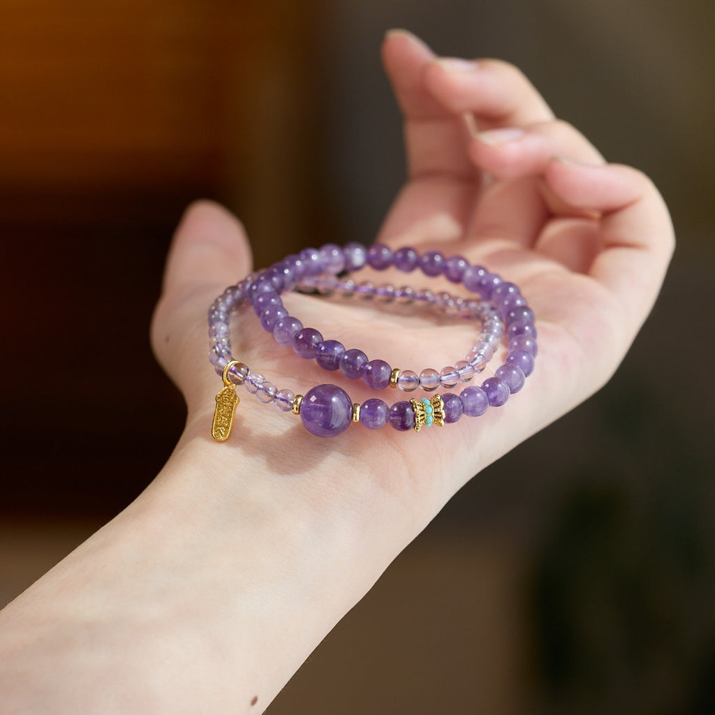 Natural Amethyst Double-Wrap Bracelet