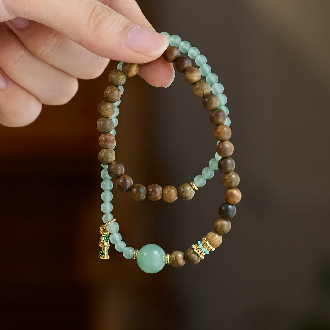 Aventurine & Sandalwood Bamboo Bracelet