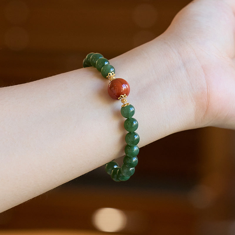 Natural Hetian Jasper & Red Agate Bracelet