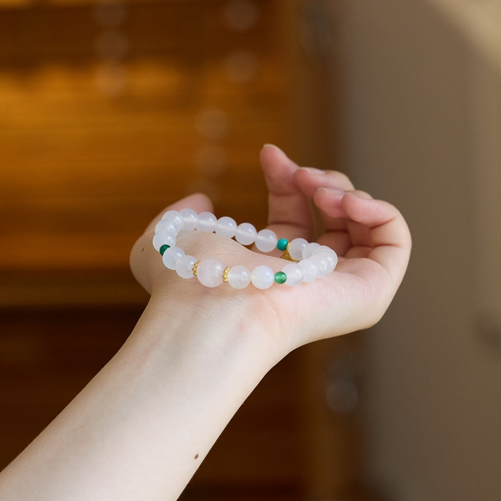 White Chalcedony & Rose Quartz Bracelet