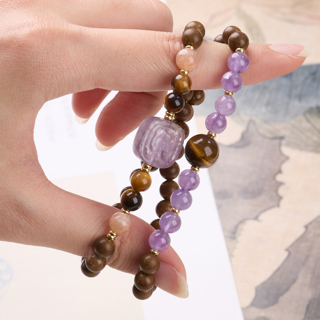 Amethyst & Goose Pear Incense Wood Bracelet
