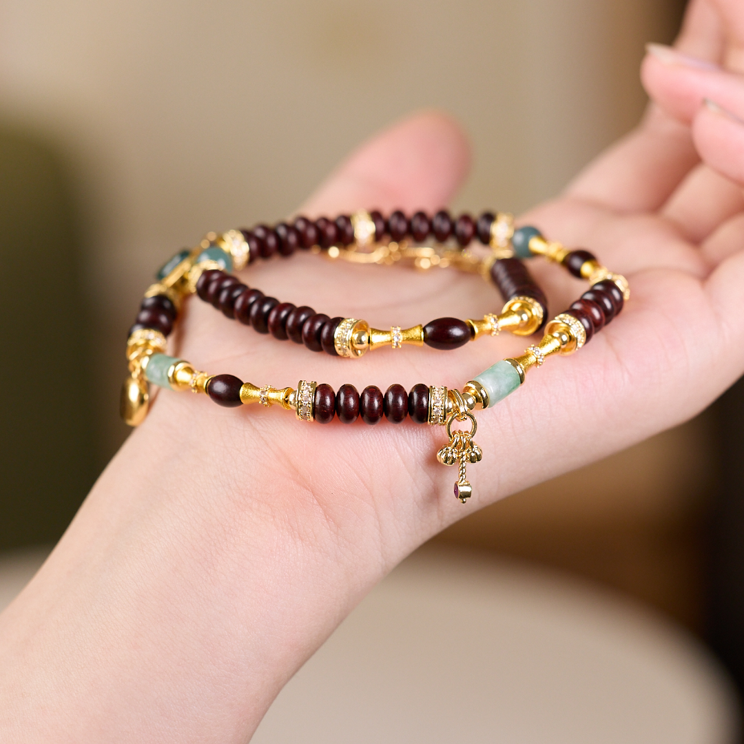 Sandalwood & Jade Abacus Wrap Bracelet