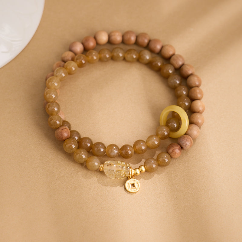Sandalwood & Golden Rutilated Quartz Bracelet