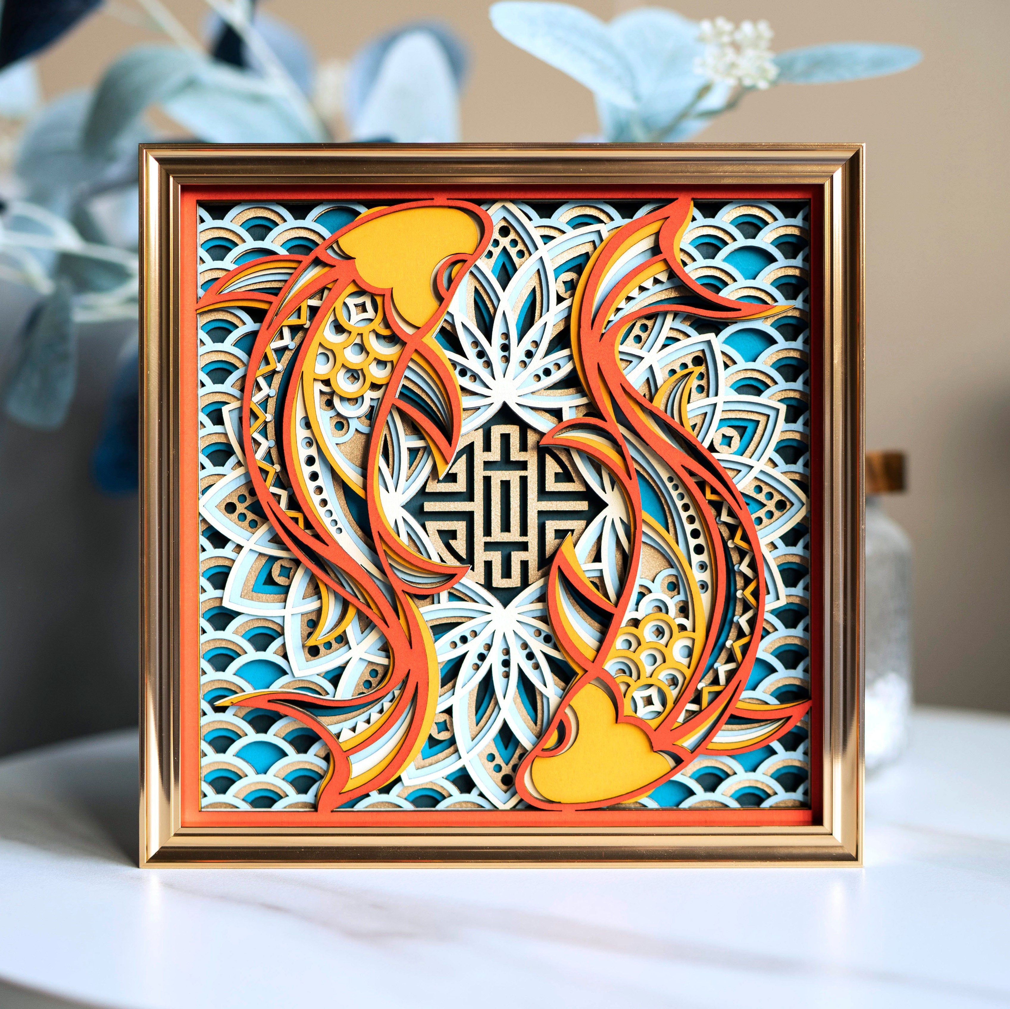 3D Koi Layered Wood Art