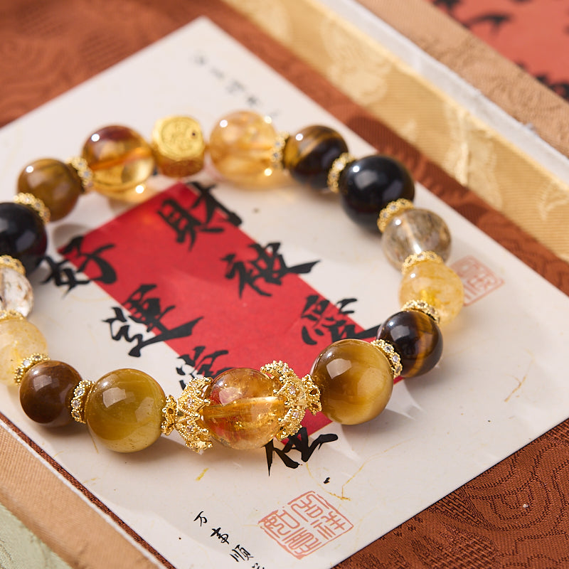 Dragon Motif Mixed Gemstone Bracelet