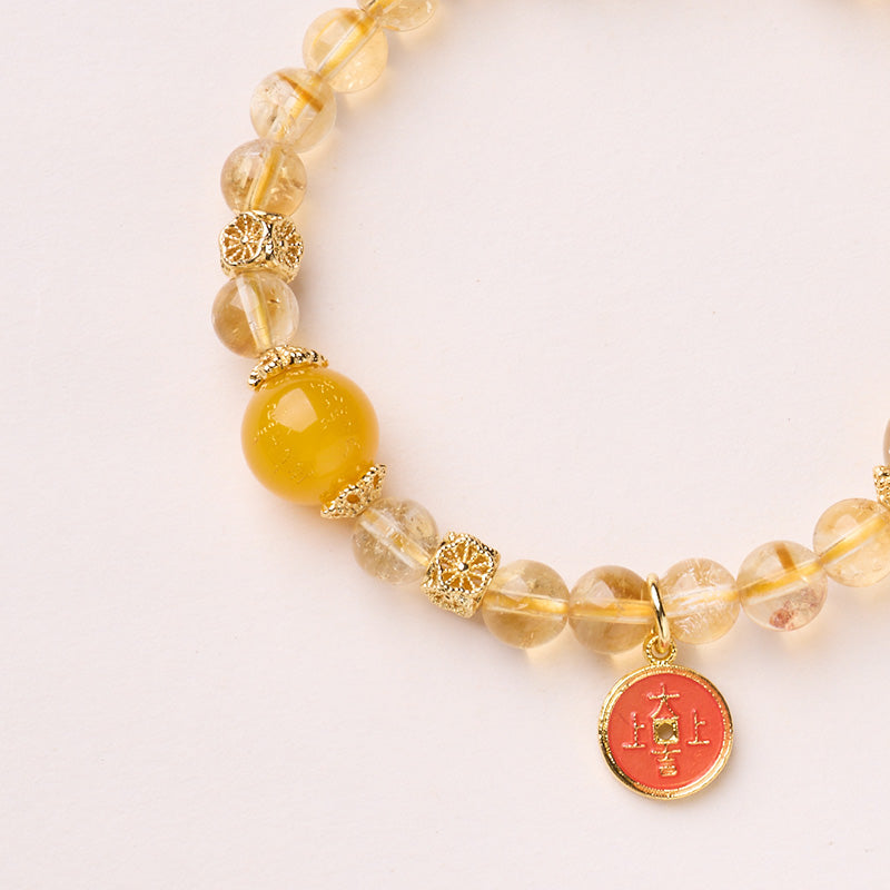 Imperial Citrine & Gold Rutilated Quartz Bracelet