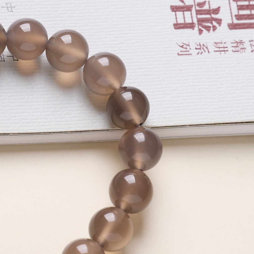 Ice Grey Agate & Cinnabar Gourd Bracelet