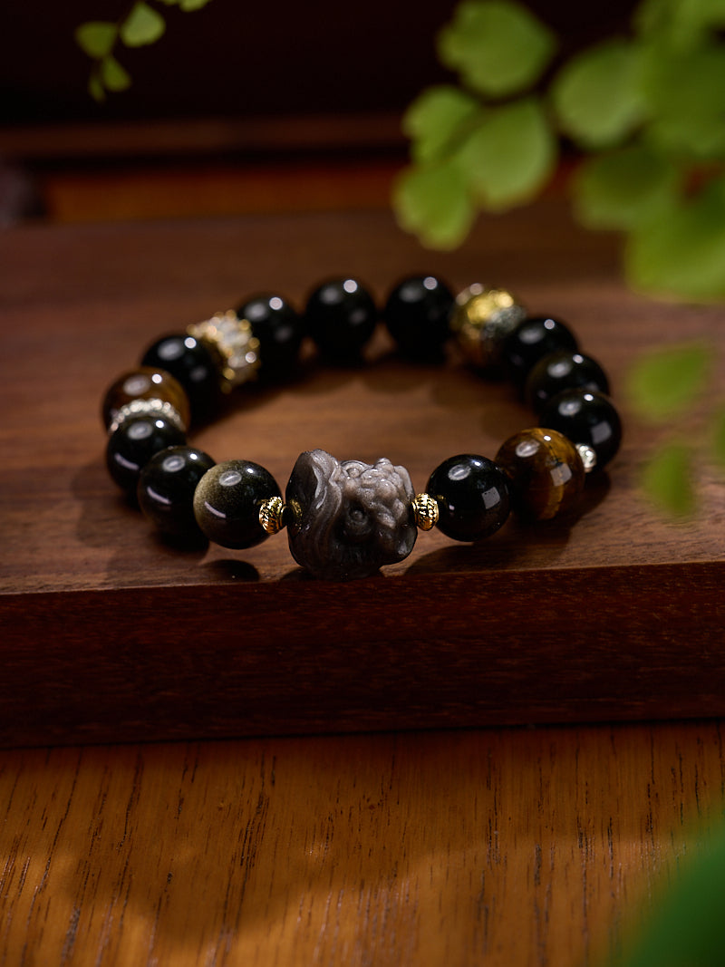 Gold Sheen Obsidian & Tiger's Eye Bracelet