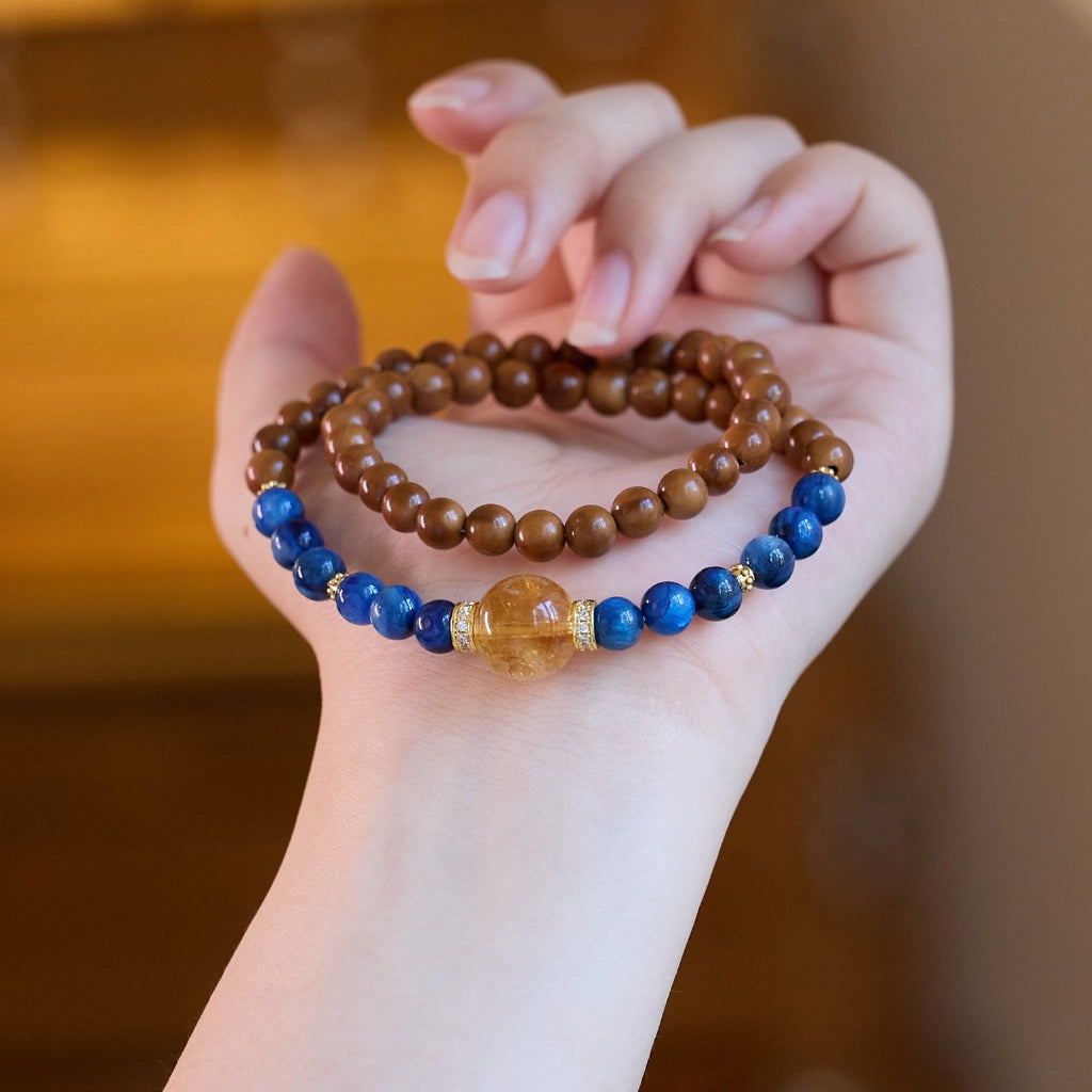 Sandalwood Kyanite & Citrine Wrap Bracelet