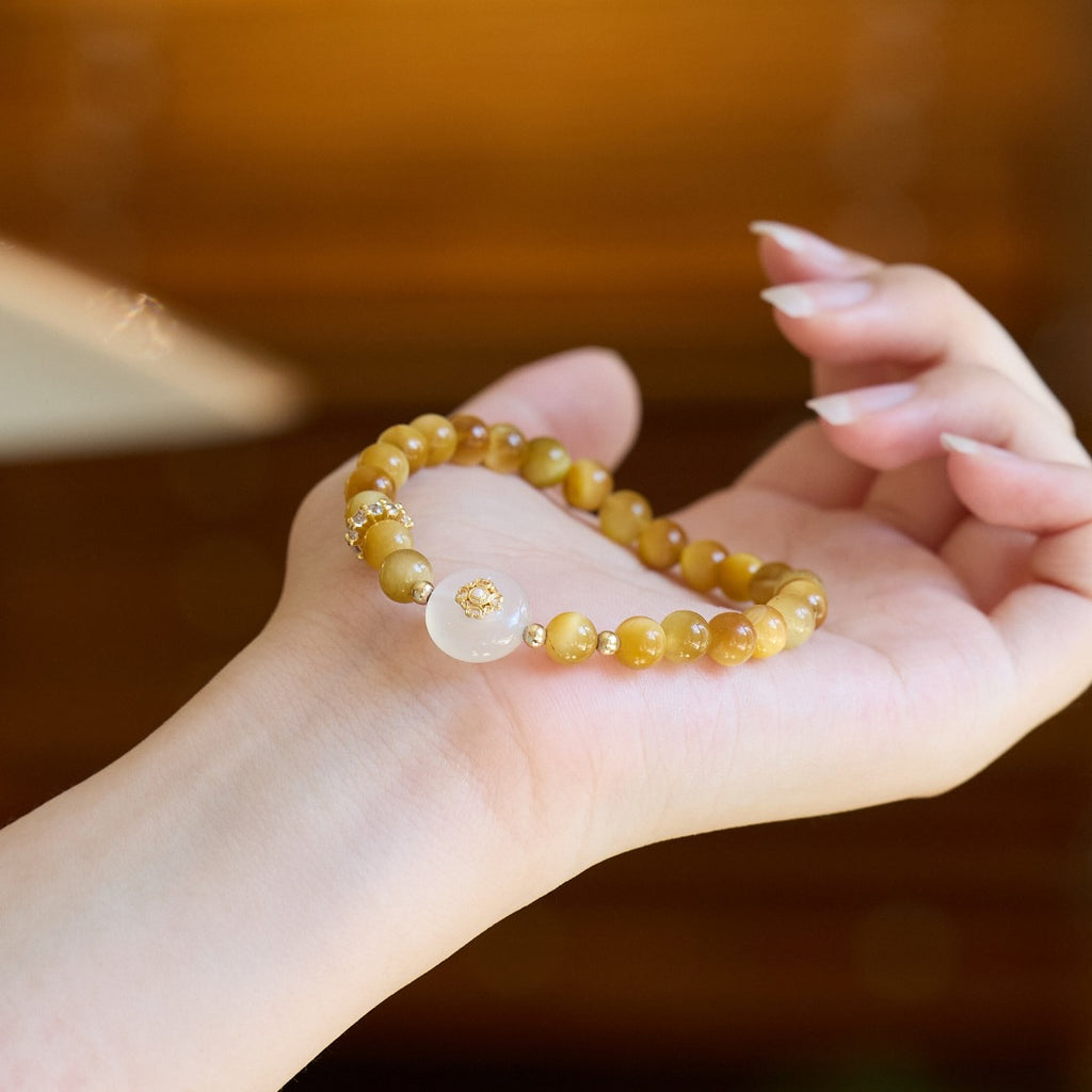 Golden Tiger Eye & Chalcedony Bracelet