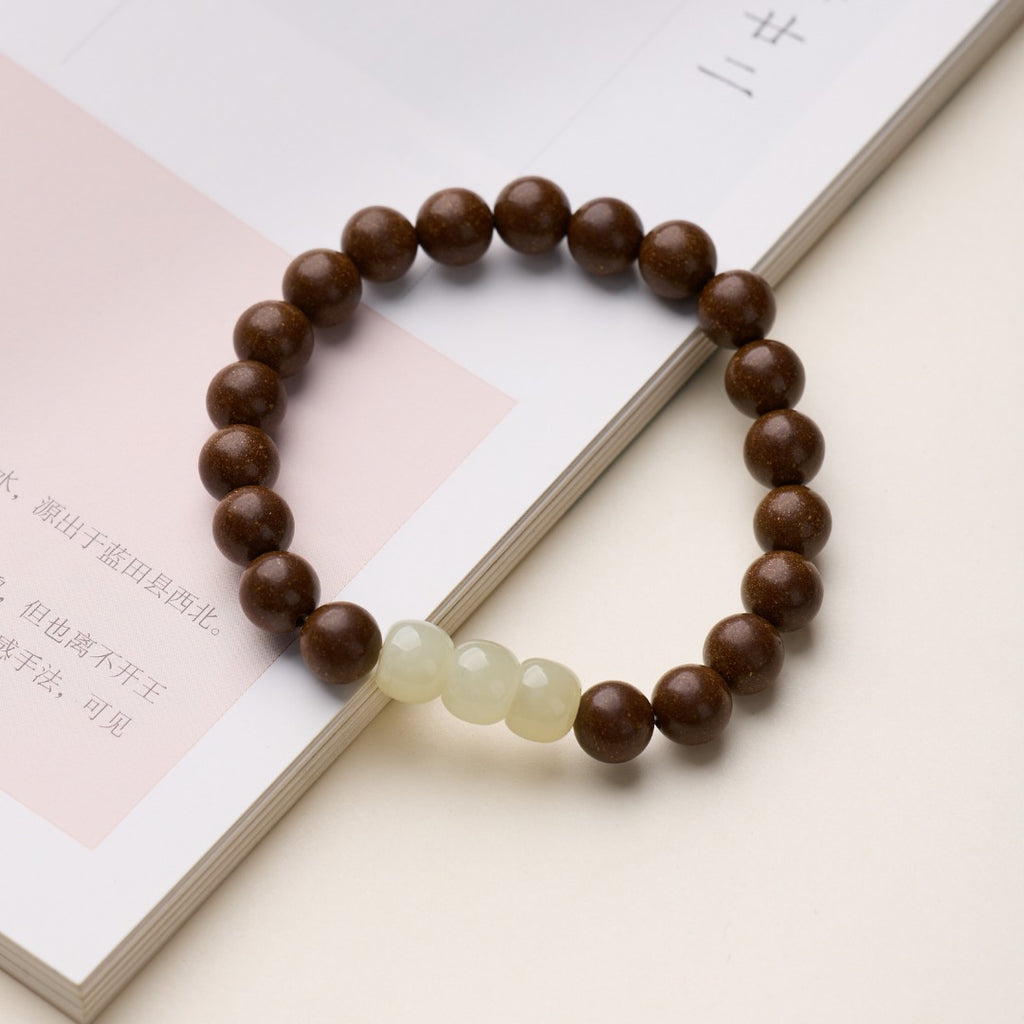 Gold Sandstone & Natural Jade Bracelet