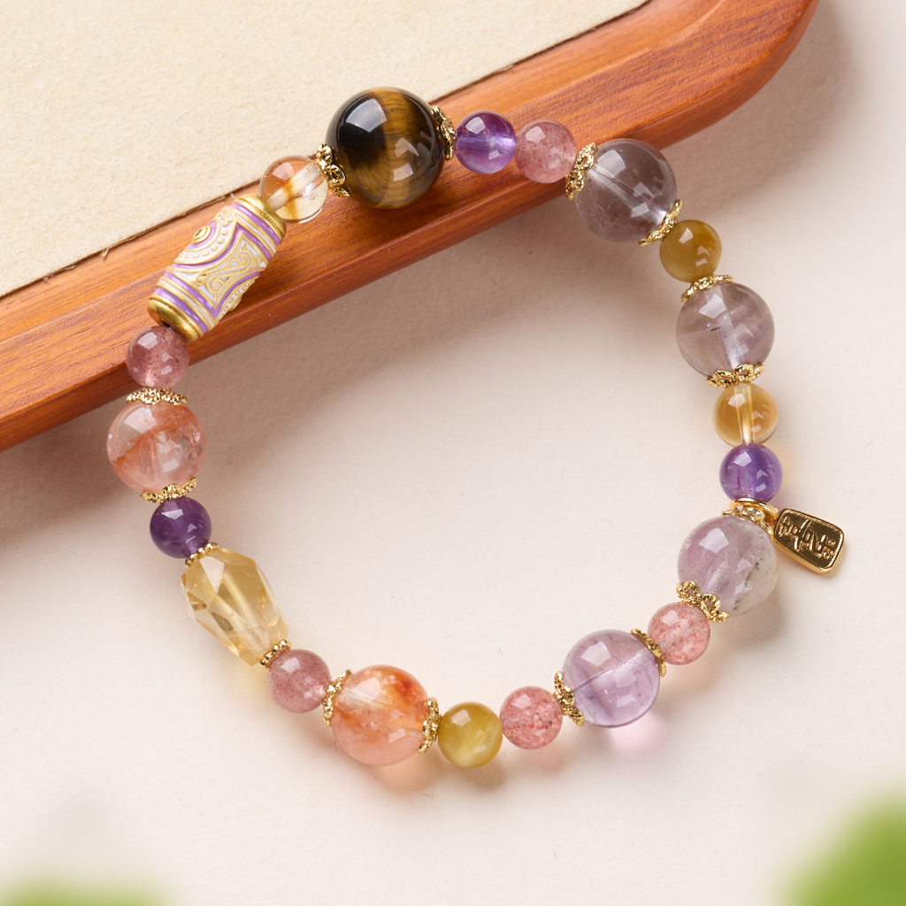 Multi-Gem Cloisonné Beaded Bracelet
