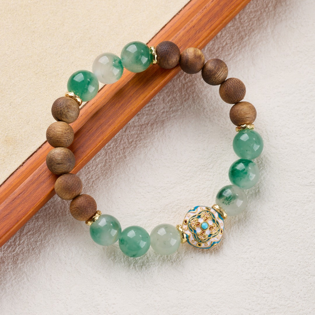 Agarwood & Jade Cloisonné Bracelet