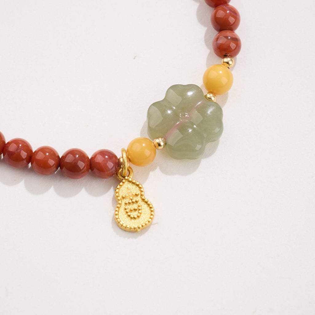Red Agate & Jade Gourd Bracelet