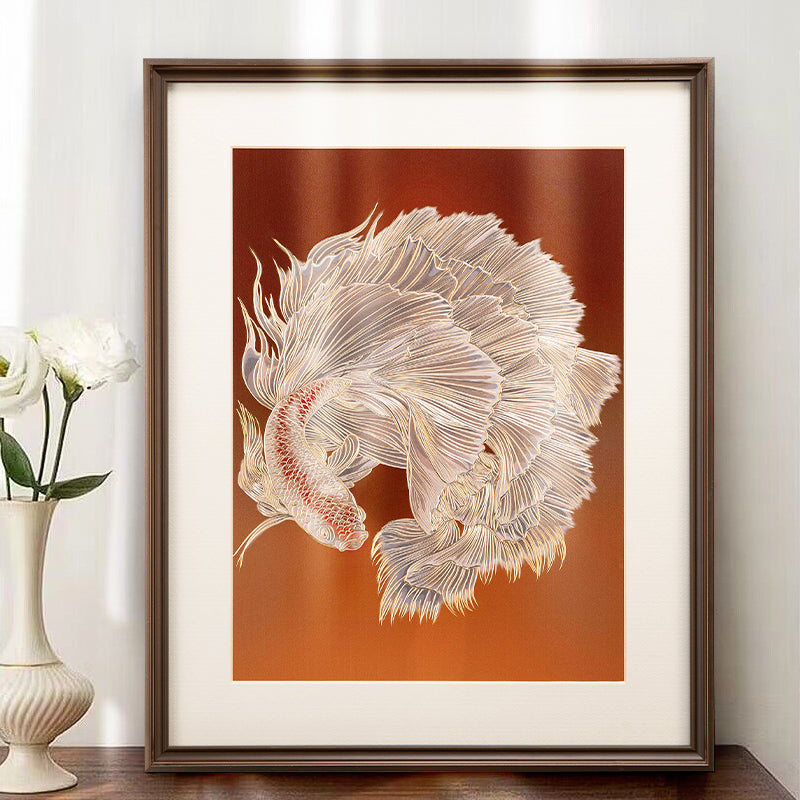 "Golden Koi" Brass Wall Art