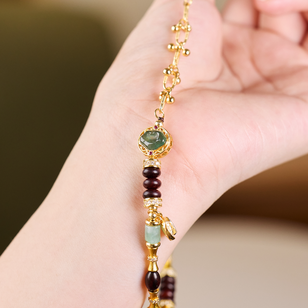Sandalwood & Jade Abacus Wrap Bracelet