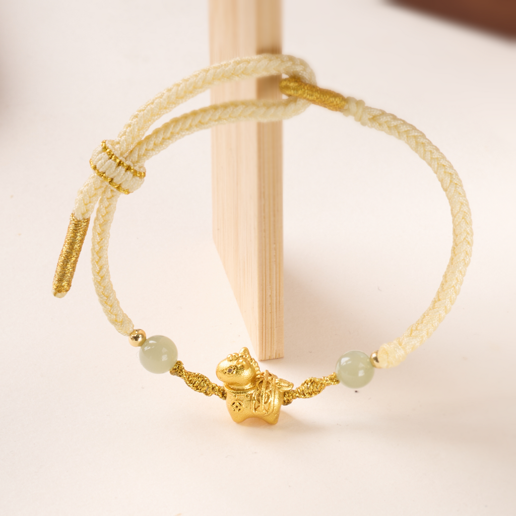 Hetian Jade & Gold Finish Braided Bracelet