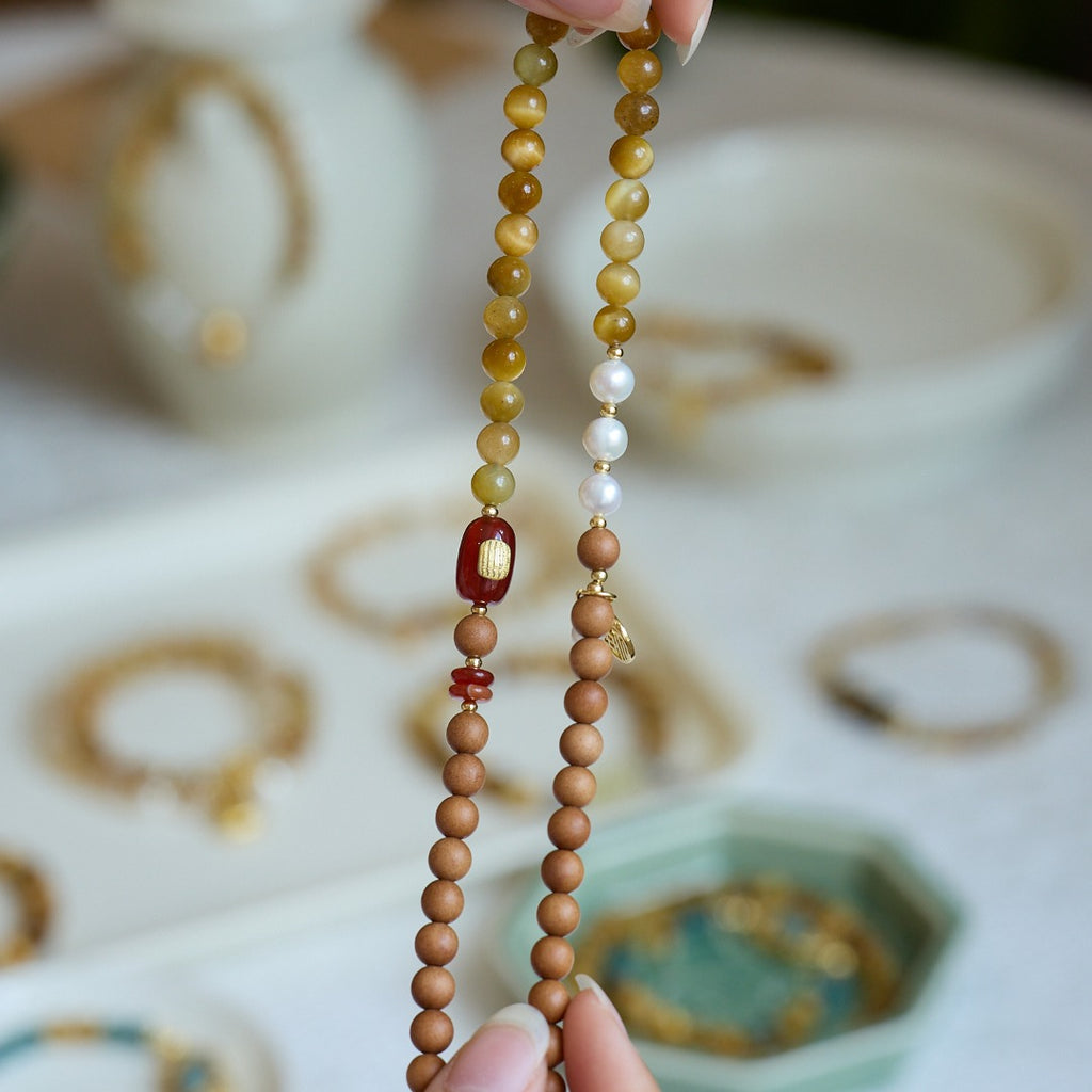 Golden Tiger Eye & Sandalwood Bracelet