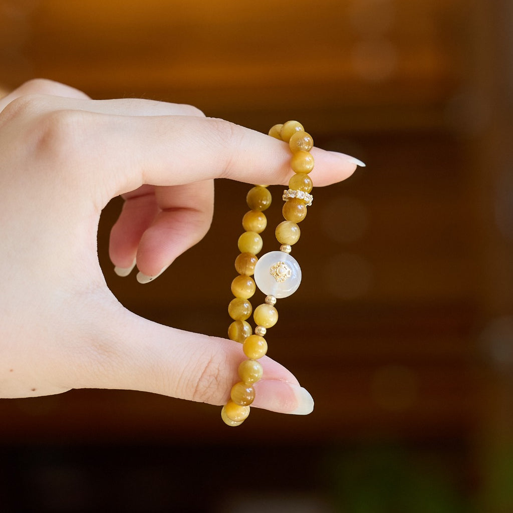 Golden Tiger Eye & Chalcedony Bracelet