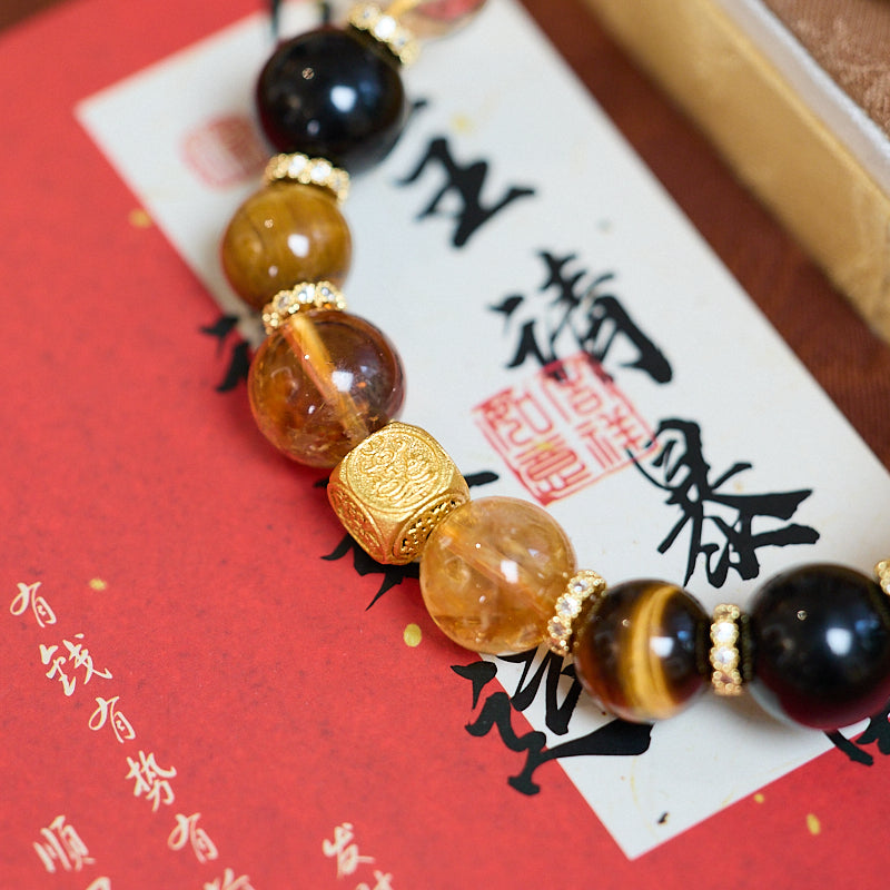 Dragon Motif Mixed Gemstone Bracelet