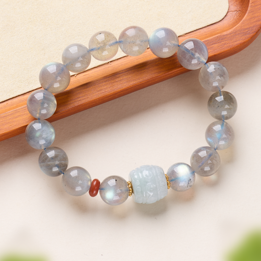 Labradorite & Jade Beaded Bracelet