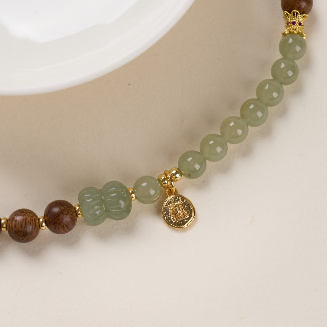 Sandalwood & Hetian Jade Double-Wrap Bracelet