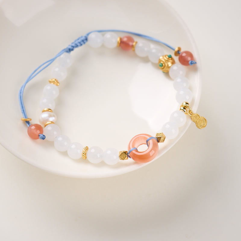 White Agate & Nanhong Pearl Bracelet