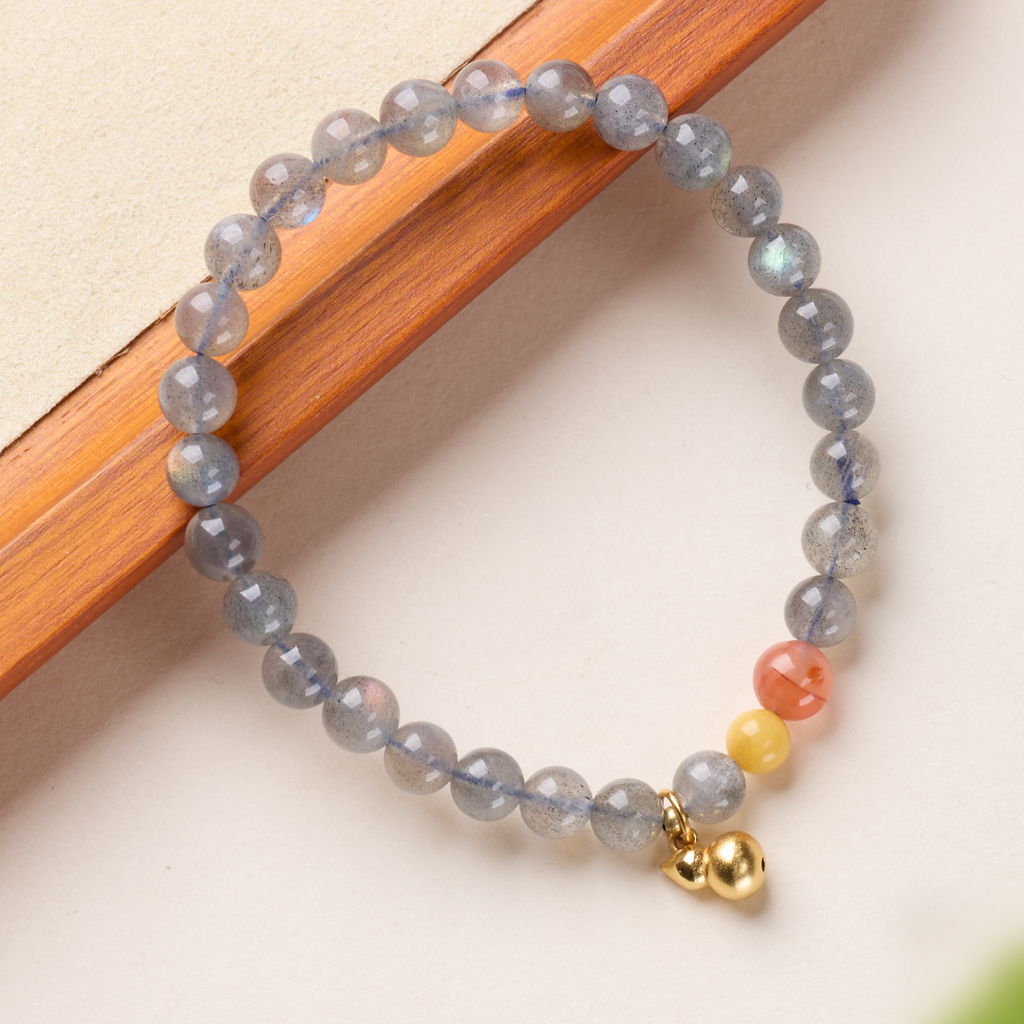 Grey Moonstone Gold Gourd Bracelet
