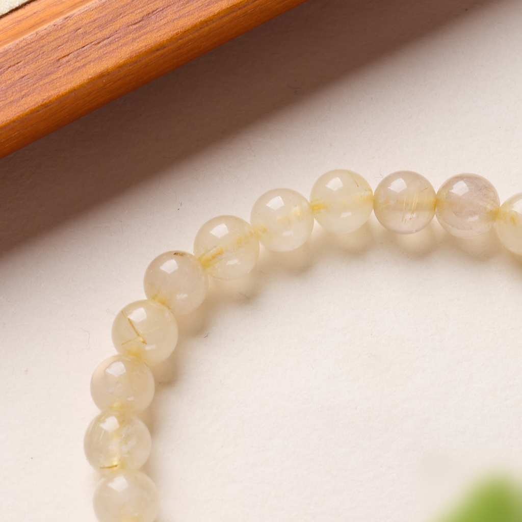 Golden Rutilated Strawberry Quartz Bracelet